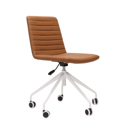 Pixel Swivel 5 Star Base Chair — Amber PU / White P/C / No Arms