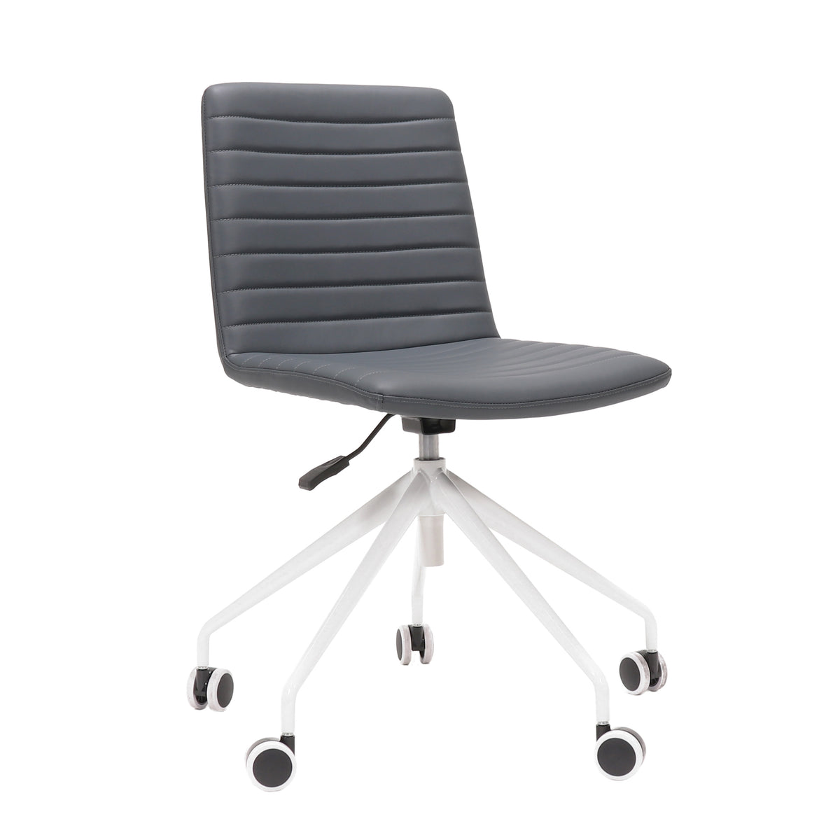 Pixel Swivel 5 Star Base Chair — French Navy PU / White P/C / No Arms