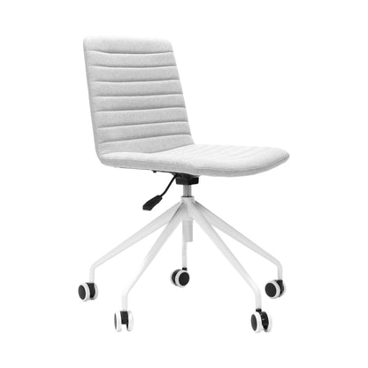 Pixel Swivel 5 Star Base Chair — Light Grey Fabric / White P/C / No Arms