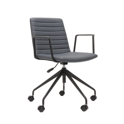 Pixel Swivel 5 Star Base Chair — French Navy PU / Black P/C / Black P/C