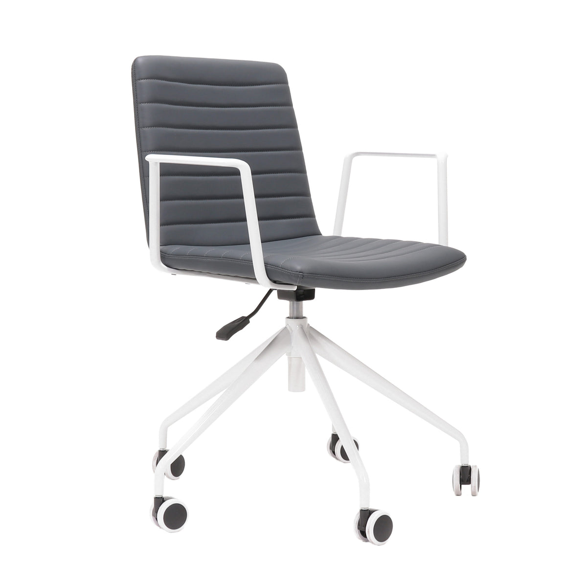 Pixel Swivel 5 Star Base Chair — French Navy PU / White P/C / White P/C