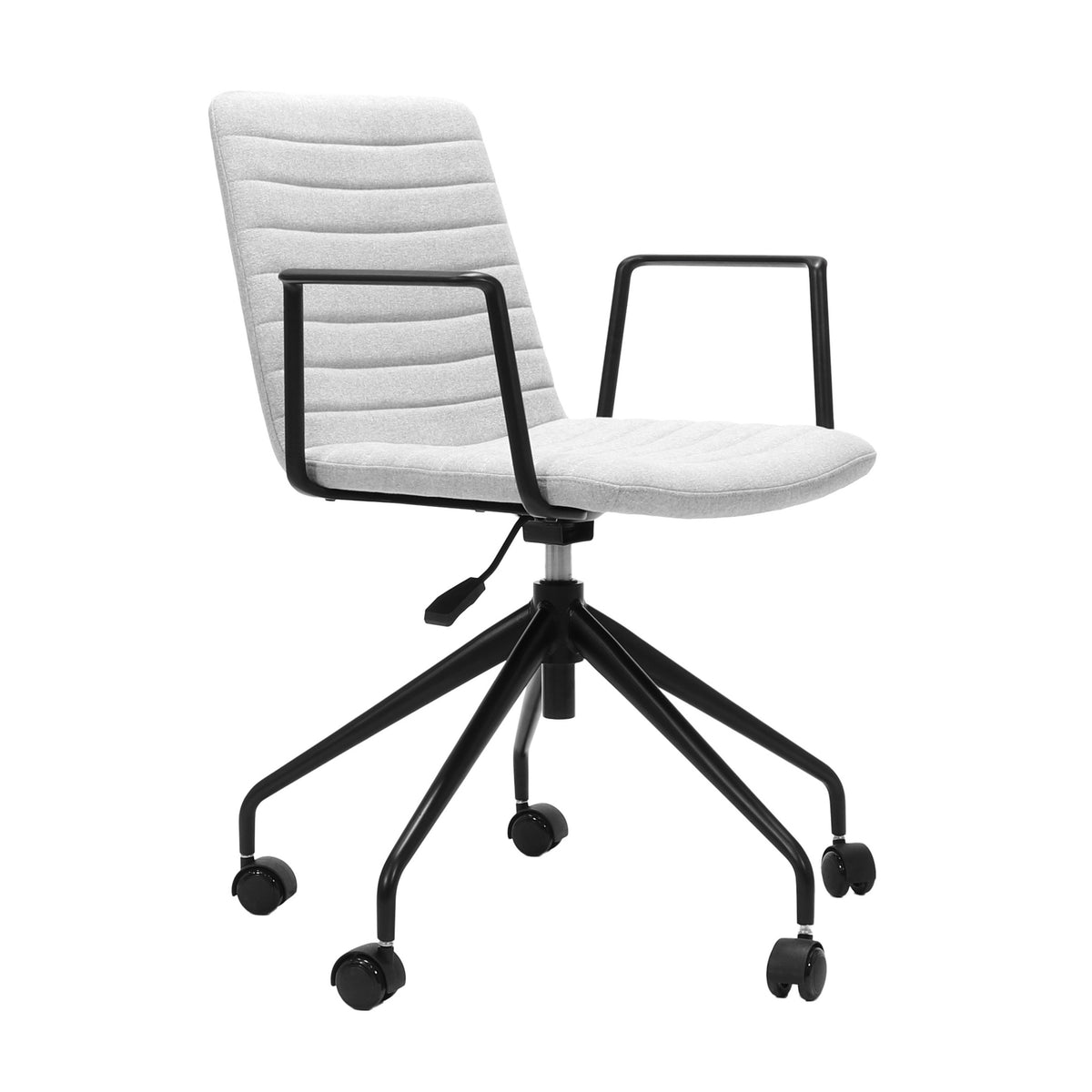 Pixel Swivel 5 Star Base Chair — Light Grey Fabric / Black P/C / Black P/C