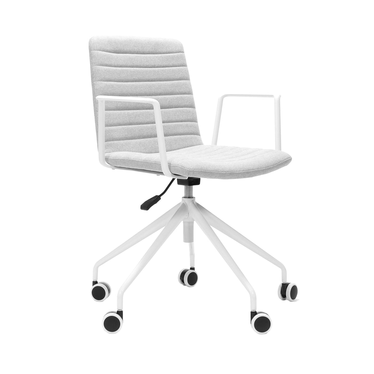 Pixel Swivel 5 Star Base Chair — Light Grey Fabric / White P/C / White P/C
