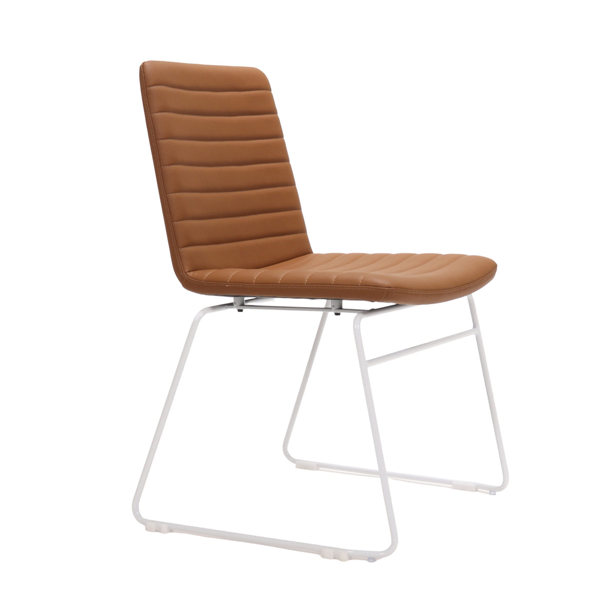 Pixel Sled Base Chair — Amber PU / White P/C
