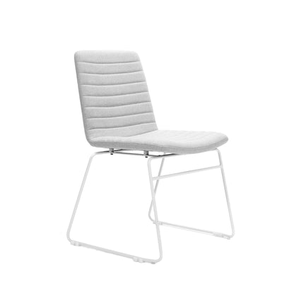 Pixel Sled Base Chair — Light Grey Fabric / White P/C