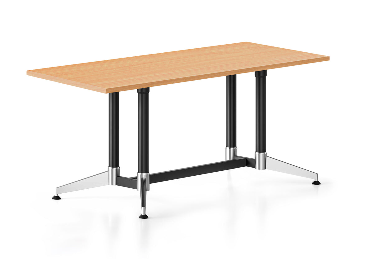 Typhoon Meeting & Boardroom Tables — 1500mm W x 750mm D, Beech, Black P/C + Polished Aluminium — TTR1575 B