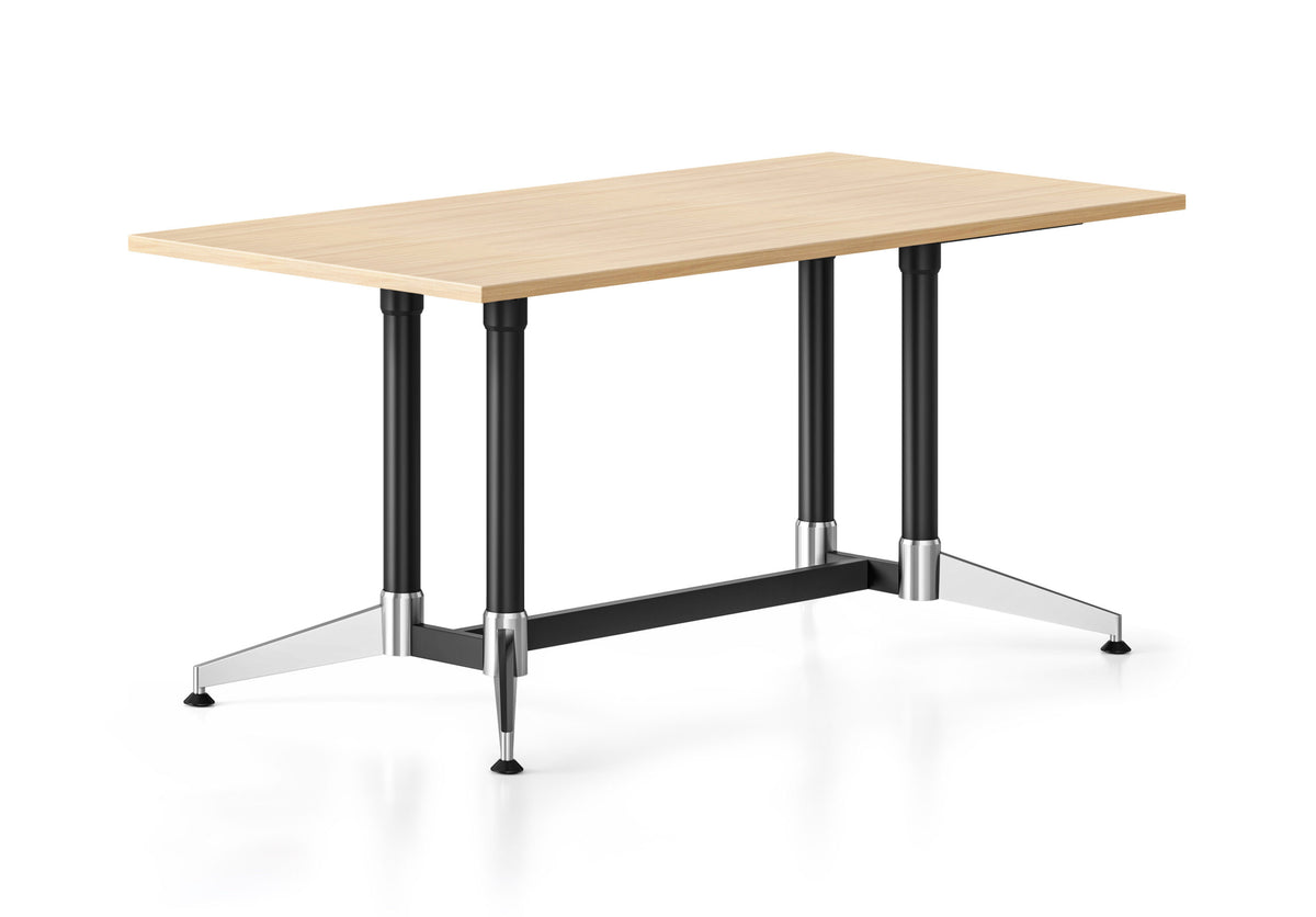 Typhoon Meeting & Boardroom Tables — 1500mm W x 750mm D, Natural Oak, Black P/C + Polished Aluminium — TTR1575 NO