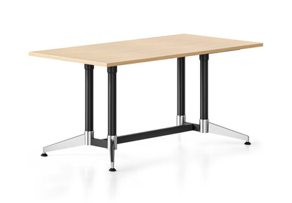 Typhoon Meeting & Boardroom Tables — 1500mm W x 750mm D, Natural Oak, Black P/C + Polished Aluminium — TTR1575 NO