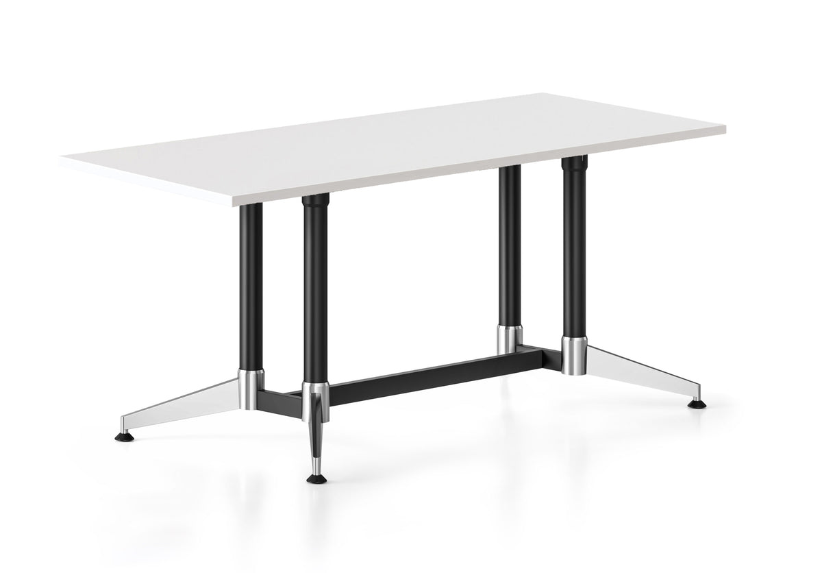 Typhoon Meeting & Boardroom Tables — 1500mm W x 750mm D, Natural White, Black P/C + Polished Aluminium — TTR1575 NW