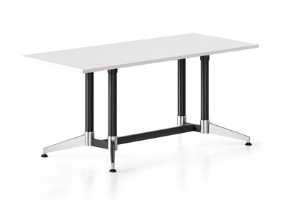 Typhoon Meeting & Boardroom Tables — 1500mm W x 750mm D, Natural White, Black P/C + Polished Aluminium — TTR1575 NW