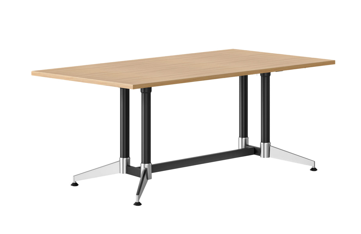 Typhoon Meeting & Boardroom Tables — 1800mm W x 750mm D, Natural Oak, Black P/C + Polished Aluminium — TTR1875 NO