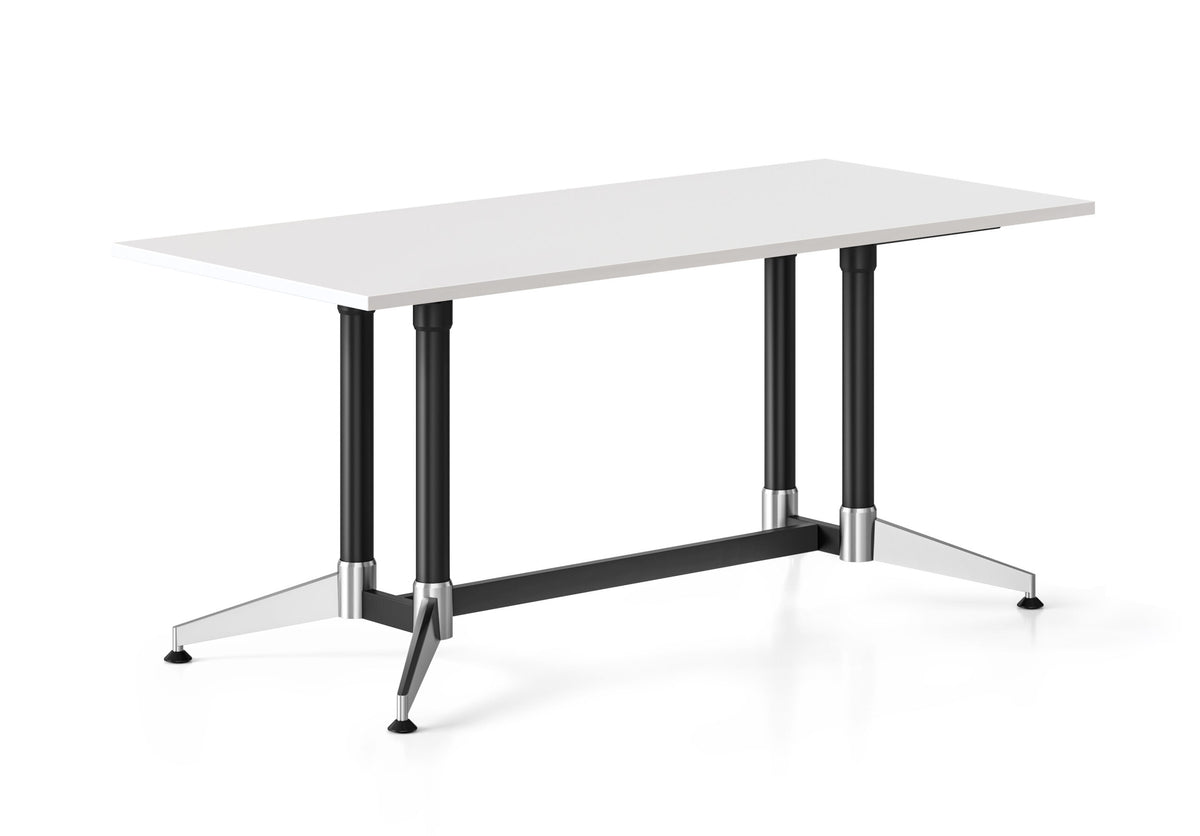 Typhoon Meeting & Boardroom Tables — 1800mm W x 750mm D, Natural White, Black P/C + Polished Aluminium — TTR1875 NW