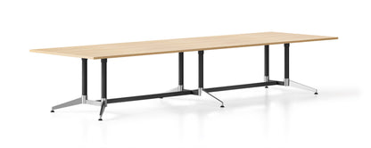 Typhoon Meeting & Boardroom Tables — 4000mm W x 1200mm D, Natural Oak, Black P/C + Polished Aluminium — TTR4012 NO