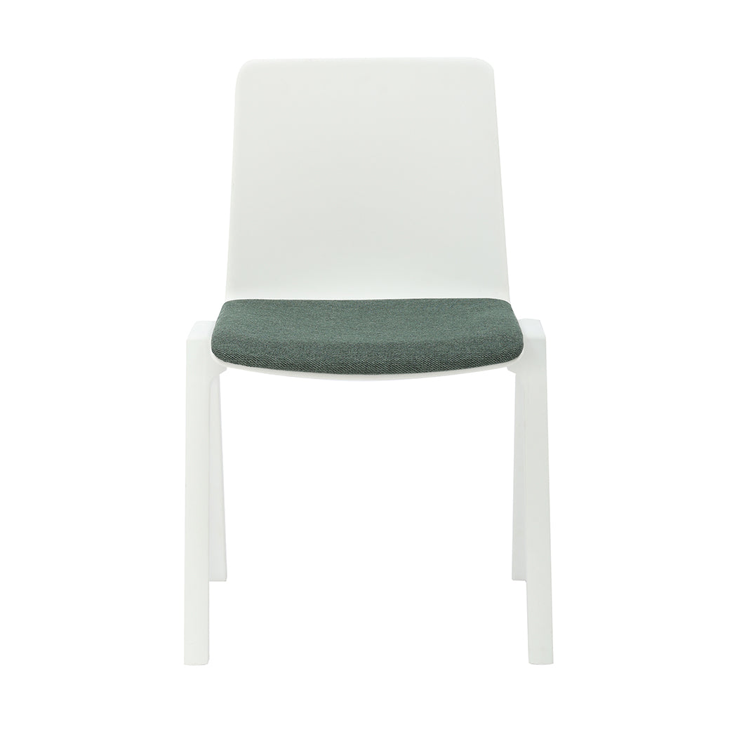 Academy Stacking Chair — White / Emerald Green Fabric