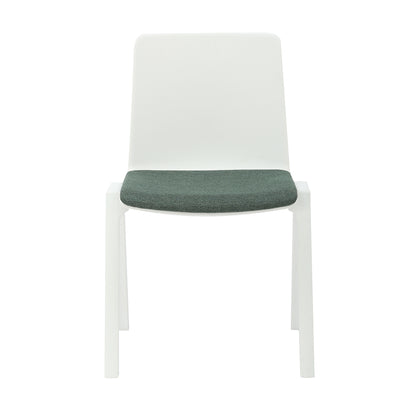 Academy Stacking Chair — White / Emerald Green Fabric
