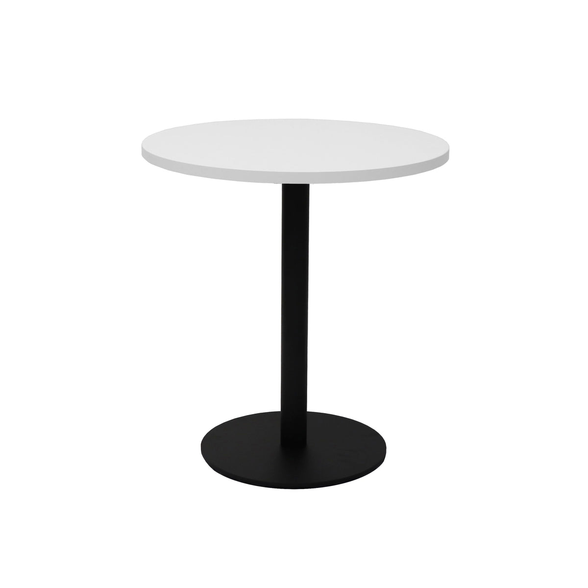 Estilo Round Table — 600mm DIA, Natural White, Black P/C — CBT6 NW/BL