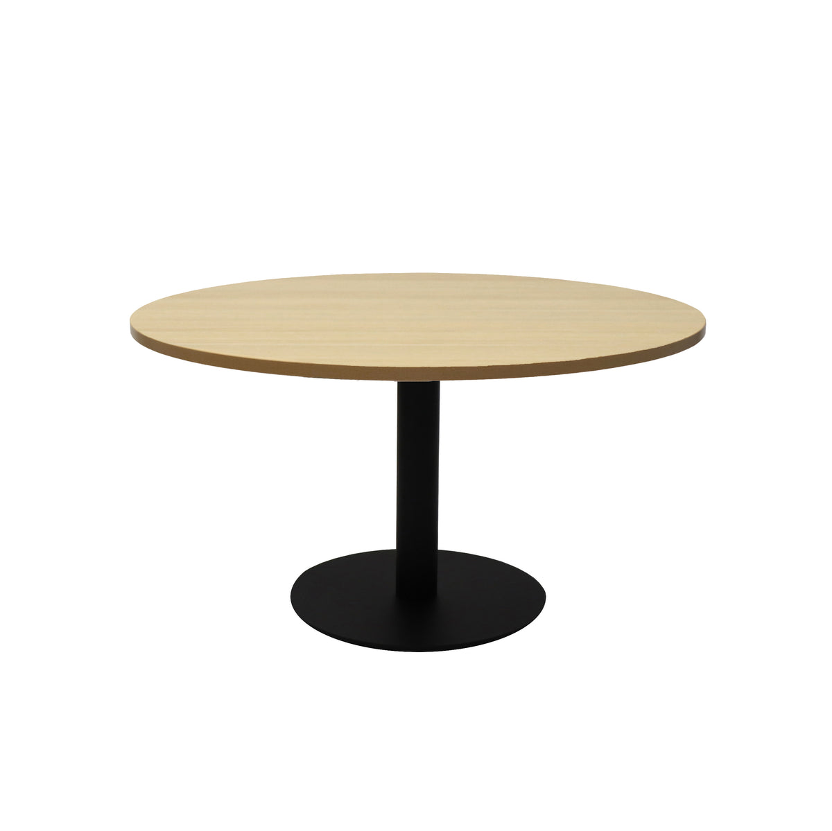 Estilo Round Coffee Table — Natural Oak, Black P/C, 900mm Dia — CCT9 NO/BL