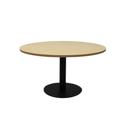 Estilo Round Coffee Table — Natural Oak, Black P/C, 900mm Dia — CCT9 NO/BL