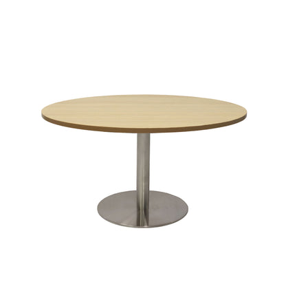 Estilo Round Coffee Table — Natural Oak, Stainless Steel, 900mm Dia — CCT9 NO/SS