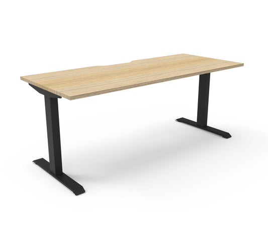 Boost Static 1800mm desk with Natural Oak top and Black Satin frame, without screen or cable tray